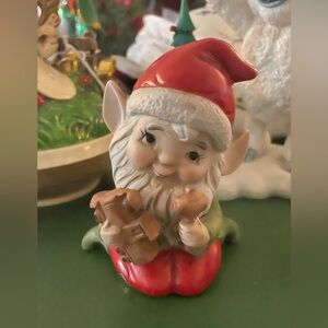 Homco 1970s Vintage Ceramic Elves, set of three.